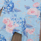 Blaues Blumen-Strampler-Stirnband-Outfit
