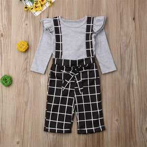 Rüschen Plaid Overalls Outfit