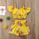 Gelbe Blumen Top Shorts Outfit